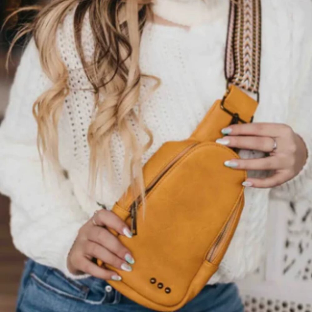 Travel Crossbody | Secure Zipper | Lightweight Mustard Yellow NWOT